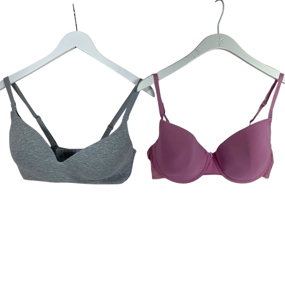 #89 La Vie En Rose & Jessica set of 2 Women's Gray and Pink Bras Set size 38D